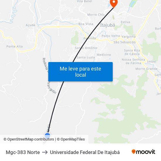 Mgc-383 Norte to Universidade Federal De Itajubá map