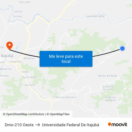 Dmo-210 Oeste to Universidade Federal De Itajubá map