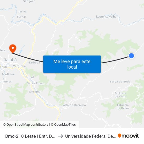 Dmo-210 Leste | Entr. Dmo-060 to Universidade Federal De Itajubá map