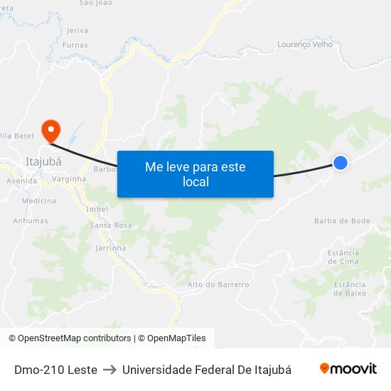 Dmo-210 Leste to Universidade Federal De Itajubá map