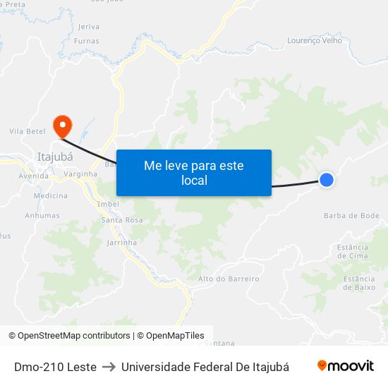 Dmo-210 Leste to Universidade Federal De Itajubá map