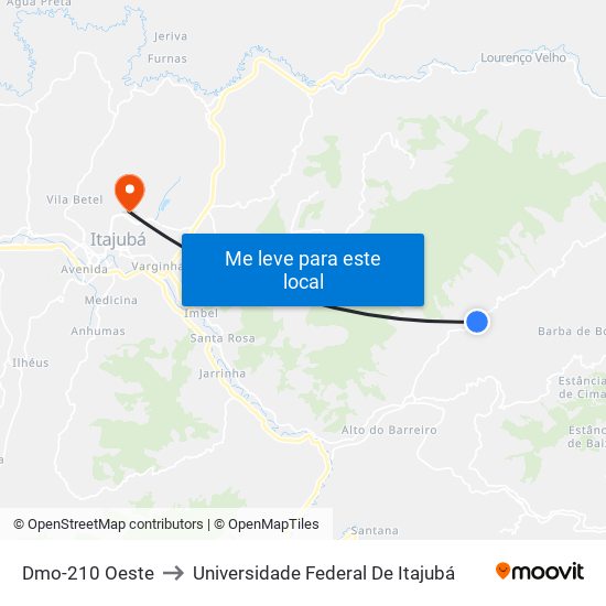 Dmo-210 Oeste to Universidade Federal De Itajubá map