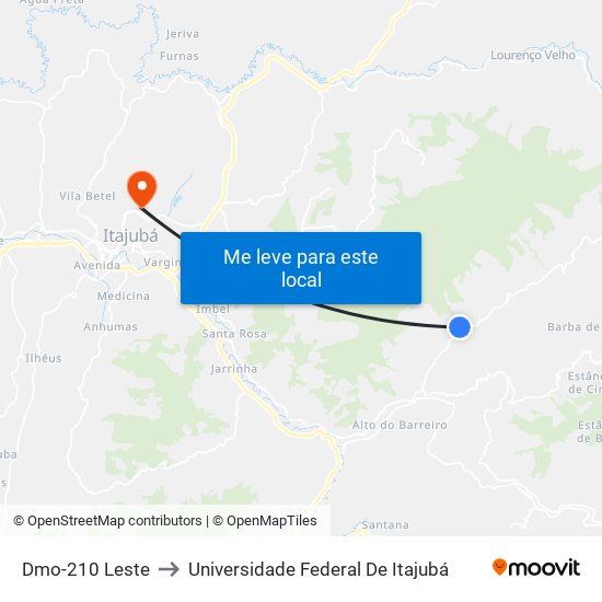 Dmo-210 Leste to Universidade Federal De Itajubá map