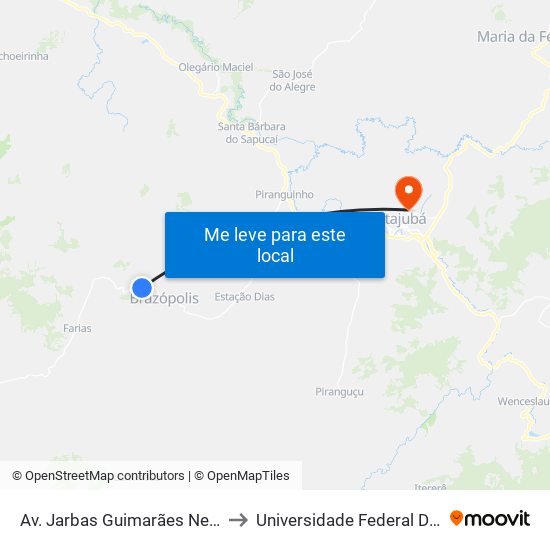 Av. Jarbas Guimarães Netto, 3000 to Universidade Federal De Itajubá map