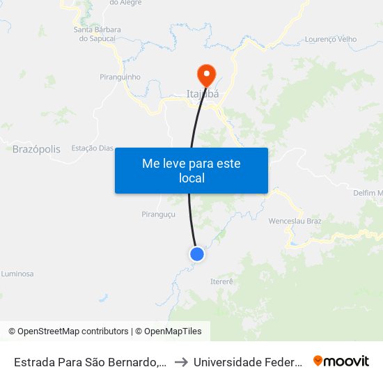 Estrada Para São Bernardo, Norte | Borges to Universidade Federal De Itajubá map