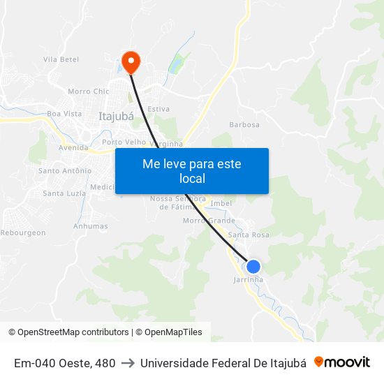 Em-040 Oeste, 480 to Universidade Federal De Itajubá map