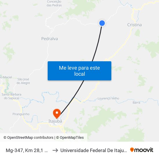 Mg-347, Km 28,1 Sul to Universidade Federal De Itajubá map