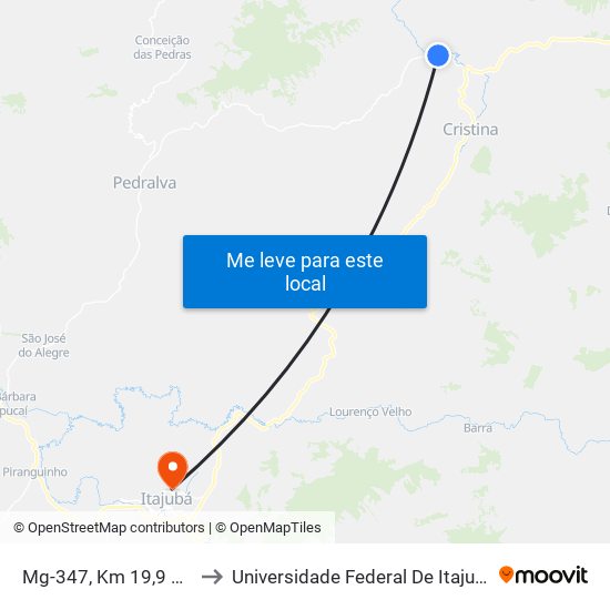 Mg-347, Km 19,9 Sul to Universidade Federal De Itajubá map