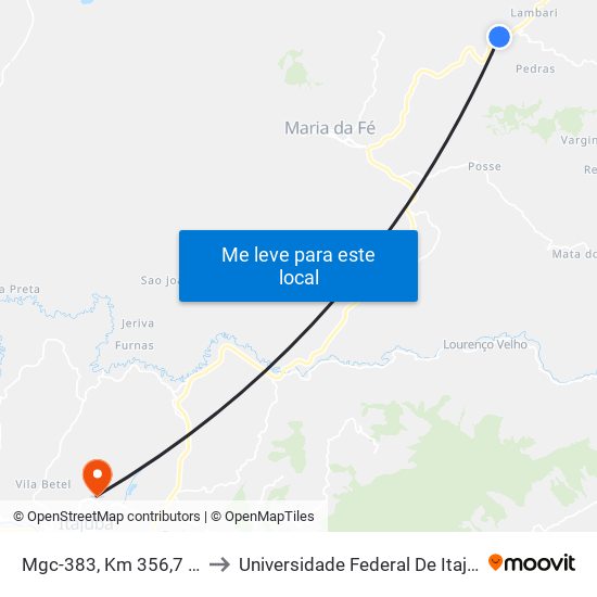 Mgc-383, Km 356,7 Sul to Universidade Federal De Itajubá map