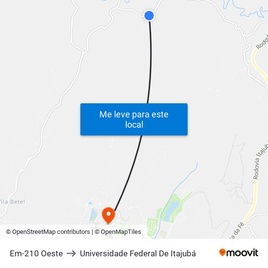 Em-210 Oeste to Universidade Federal De Itajubá map