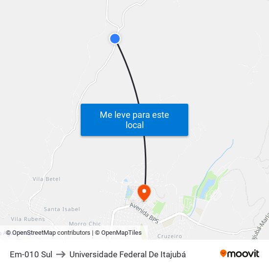 Em-010 Sul to Universidade Federal De Itajubá map