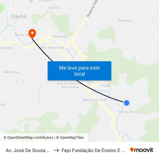 Av. José De Souza Nogueira, 649 to Fepi Fundação De Ensino E Pesquisa De Itajubá map