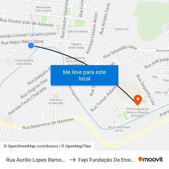 Rua Aurílio Lopes Ramos, 25 | Restaurante Popular to Fepi Fundação De Ensino E Pesquisa De Itajubá map