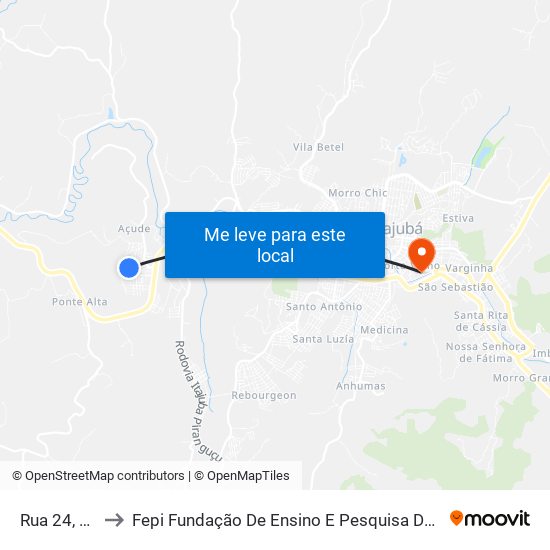 Rua 24, 107 to Fepi Fundação De Ensino E Pesquisa De Itajubá map
