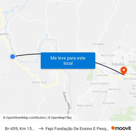 Br-459, Km 158,3 Norte to Fepi Fundação De Ensino E Pesquisa De Itajubá map