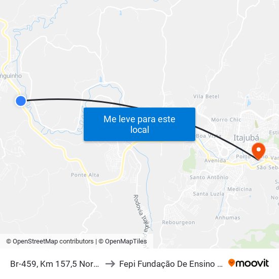 Br-459, Km 157,5 Norte | Barraca Laranja to Fepi Fundação De Ensino E Pesquisa De Itajubá map