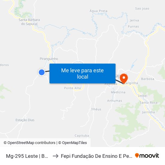 Mg-295 Leste | Barraca Preta to Fepi Fundação De Ensino E Pesquisa De Itajubá map