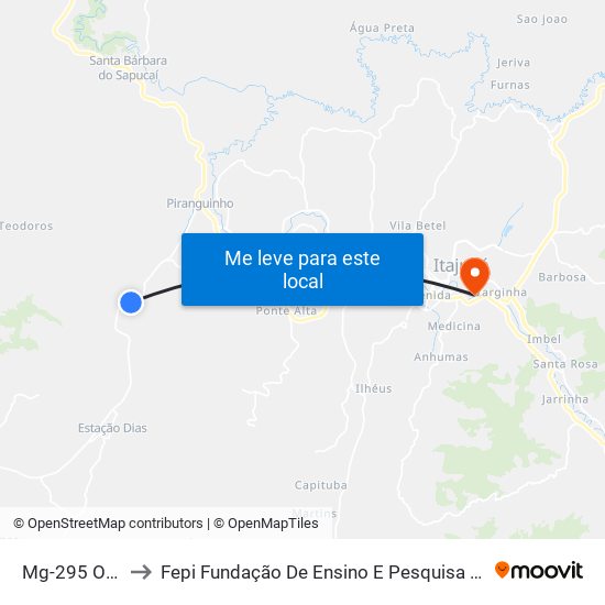 Mg-295 Oeste to Fepi Fundação De Ensino E Pesquisa De Itajubá map