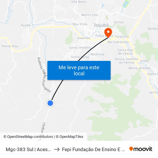 Mgc-383 Sul | Acesso A Anhumas to Fepi Fundação De Ensino E Pesquisa De Itajubá map