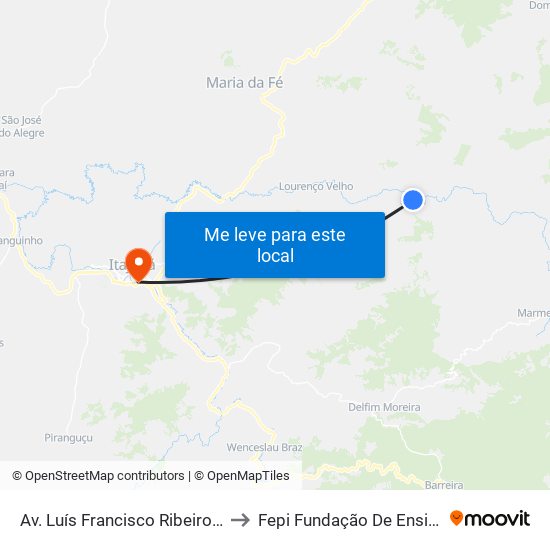 Av. Luís Francisco Ribeiro, 382 | Ponto Final Da Barra to Fepi Fundação De Ensino E Pesquisa De Itajubá map