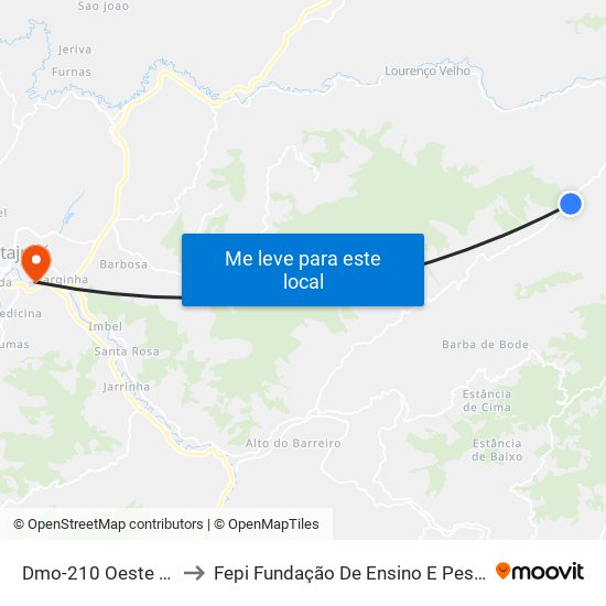 Dmo-210 Oeste | Rio Claro to Fepi Fundação De Ensino E Pesquisa De Itajubá map