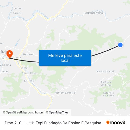 Dmo-210 Leste to Fepi Fundação De Ensino E Pesquisa De Itajubá map