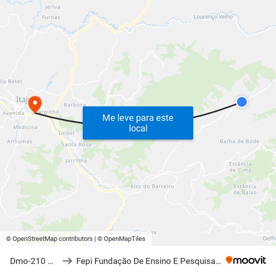 Dmo-210 Oeste to Fepi Fundação De Ensino E Pesquisa De Itajubá map