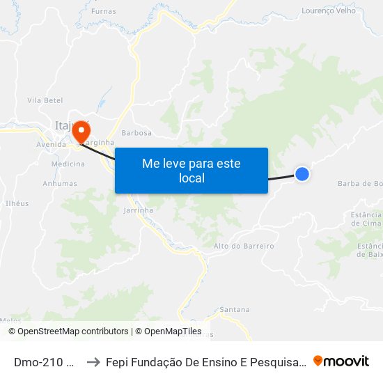 Dmo-210 Oeste to Fepi Fundação De Ensino E Pesquisa De Itajubá map