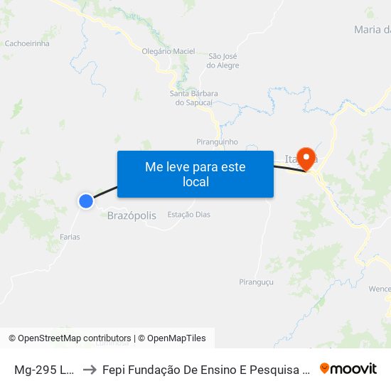 Mg-295 Leste to Fepi Fundação De Ensino E Pesquisa De Itajubá map