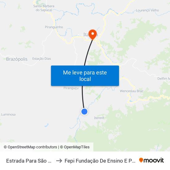 Estrada Para São Bernardo, Sul to Fepi Fundação De Ensino E Pesquisa De Itajubá map