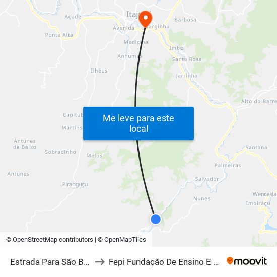 Estrada Para São Bernardo, Norte to Fepi Fundação De Ensino E Pesquisa De Itajubá map