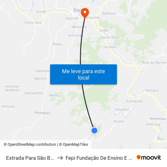 Estrada Para São Bernardo, Norte to Fepi Fundação De Ensino E Pesquisa De Itajubá map