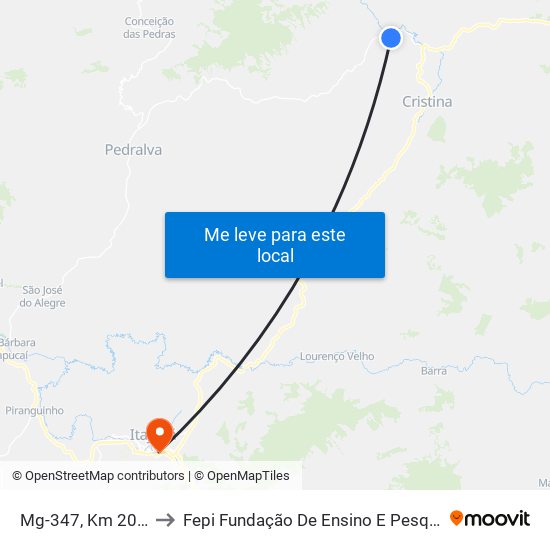 Mg-347, Km 20,5 Norte to Fepi Fundação De Ensino E Pesquisa De Itajubá map