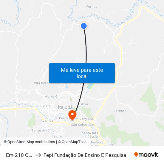 Em-210 Oeste to Fepi Fundação De Ensino E Pesquisa De Itajubá map