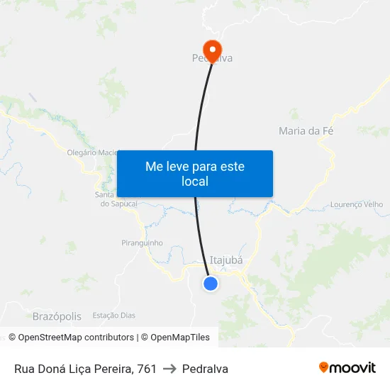 Rua Doná Liça Pereira, 761 to Pedralva map