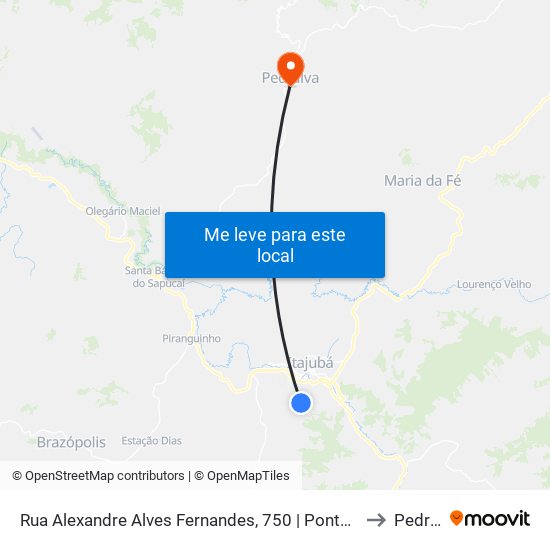 Rua Alexandre Alves Fernandes, 750 | Ponto Final Do Medicina to Pedralva map