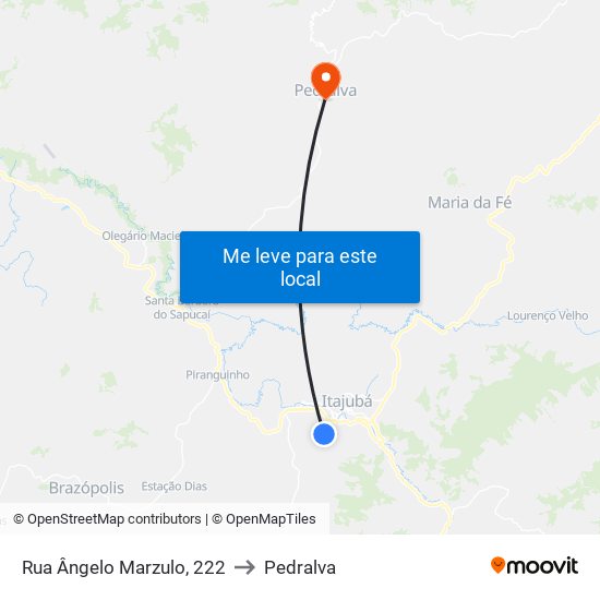 Rua Ângelo Marzulo, 222 to Pedralva map
