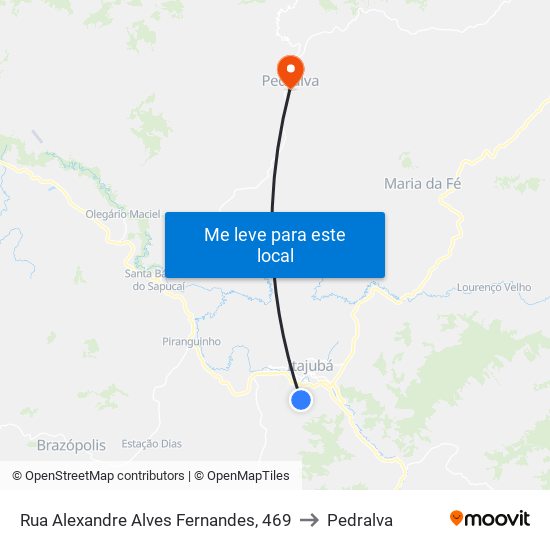 Rua Alexandre Alves Fernandes, 469 to Pedralva map