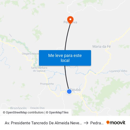 Av. Presidente Tancredo De Almeida Neves, 720 to Pedralva map
