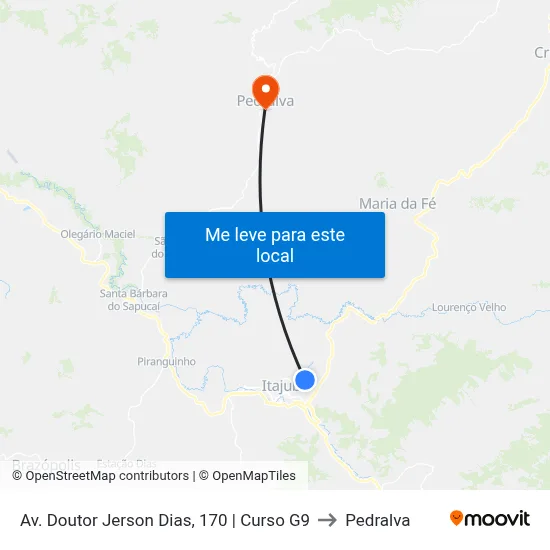 Av. Doutor Jerson Dias, 170 | Curso G9 to Pedralva map