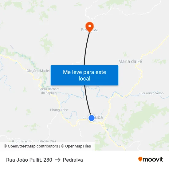 Rua João Pullit, 280 to Pedralva map