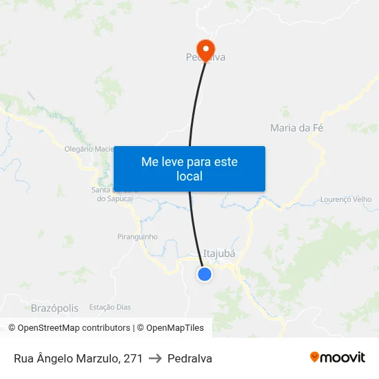 Rua Ângelo Marzulo, 271 to Pedralva map