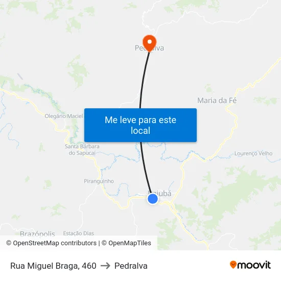 Rua Miguel Braga, 460 to Pedralva map