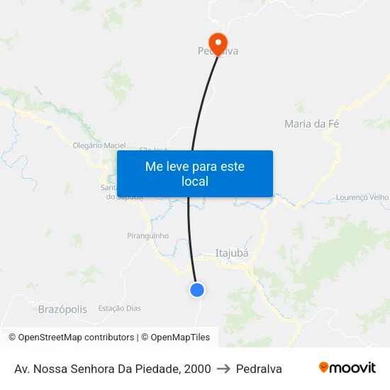 Av. Nossa Senhora Da Piedade, 2000 to Pedralva map