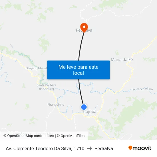 Av. Clemente Teodoro Da Silva, 1710 to Pedralva map
