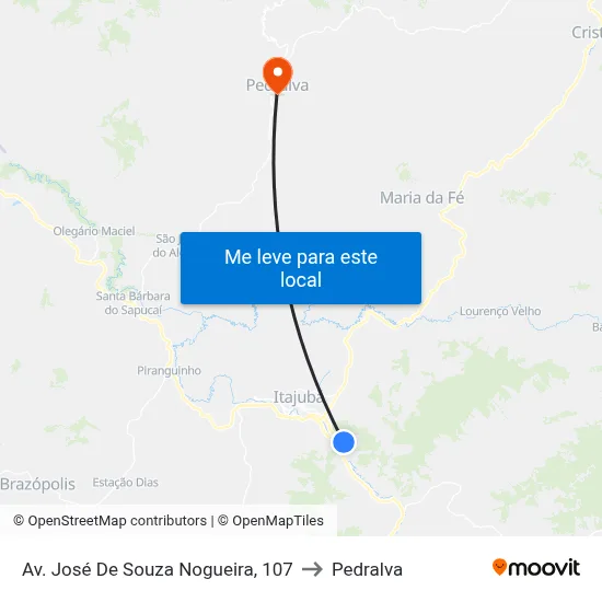 Av. José De Souza Nogueira, 107 to Pedralva map