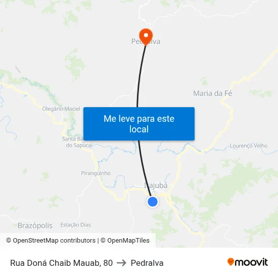 Rua Doná Chaib Mauab, 80 to Pedralva map