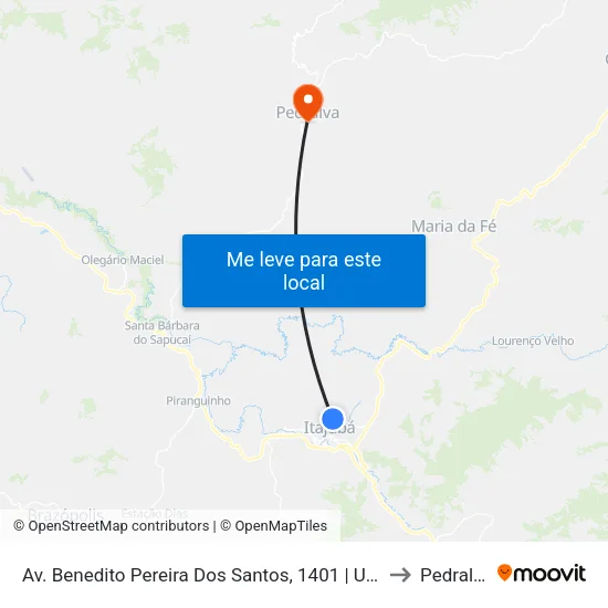 Av. Benedito Pereira Dos Santos, 1401 | Unifei to Pedralva map