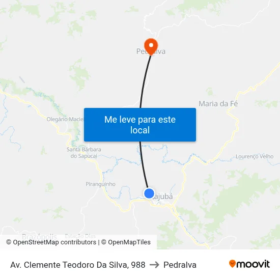 Av. Clemente Teodoro Da Silva, 988 to Pedralva map