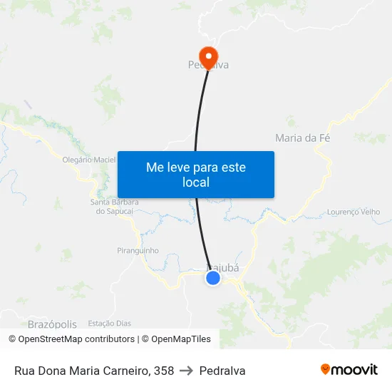 Rua Dona Maria Carneiro, 358 to Pedralva map